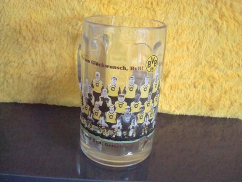 1 BVB Bierglas Mannschaft des Jahres 1995 mit Mannschaftsfoto, Rarität   !  - Bild 1 von 4
