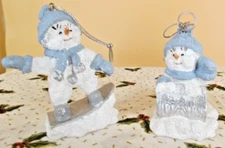 Tobaggonin Encore Group 1999 Snow Buddies Ornament Set of 2