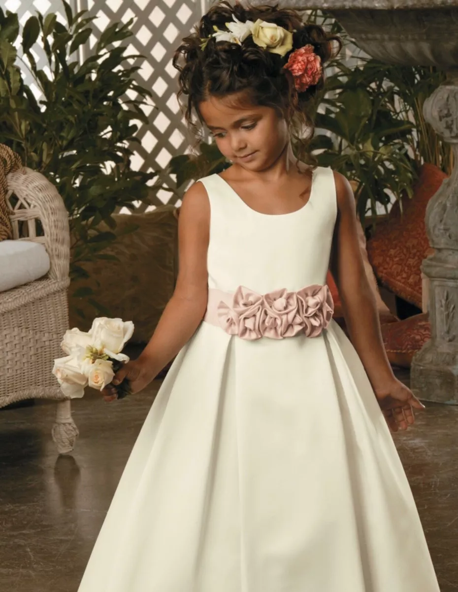 Ivory satin flower girl top dress