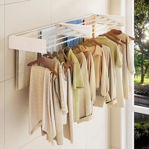 80CM Foldable Clothes Drying Rack Wall Mounted Clothes Drying Rack Holds 40lbs H - Picture 9 of 10