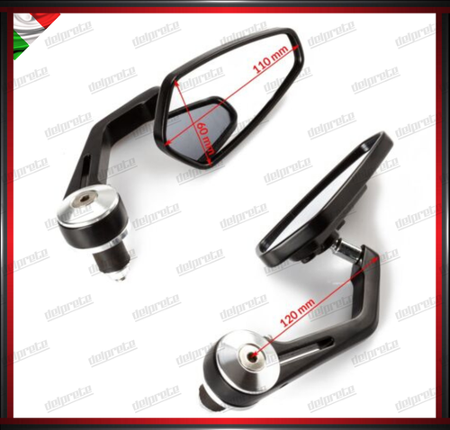 SPECCHIETTI RETROVISORI MANUBRIO COPPIA PER MOTO SCOOTER BAR END CAFE RACER - Picture 20 of 24