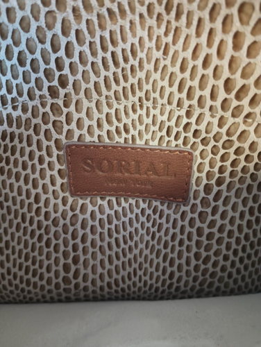 SORIAL New York Snakeskin Embossed Leather Clutch Envelope Bag Purse - Picture 5 of 7