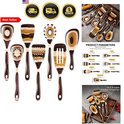 Wooden Kitchen Utensils Set 7 Piece Pakkawood Cooking Tools Home Gadgets