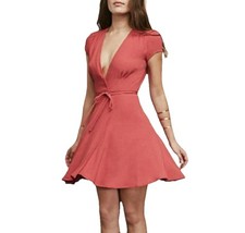 Reformation Coral Wrap Mini Dress Short Sleeve Tie Waist Fit Flare Size Petite 6