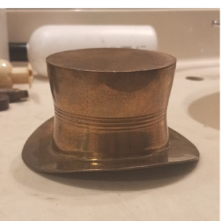 Brass Top Hat Tobacco Jar Novelty Top Hat Tobacco Jar