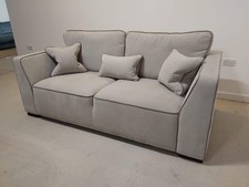 Sofology Russo Fabric 3 Seater in Soft Chenille Contrast Piping Linen Mix