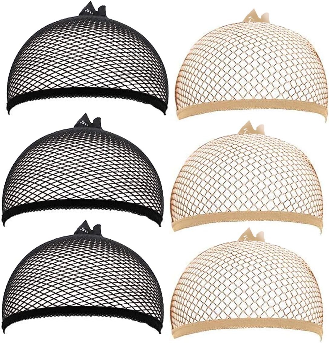 6pcs Soft Comfortable Nylon Wig Cap - Elastic Stretchy Net for Long Short Hair,