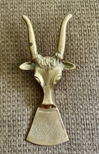 Vintage Solid Brass Bull Head Boot Jack Pull Shoe Horn Steer Longhorn 9.5  x 4  