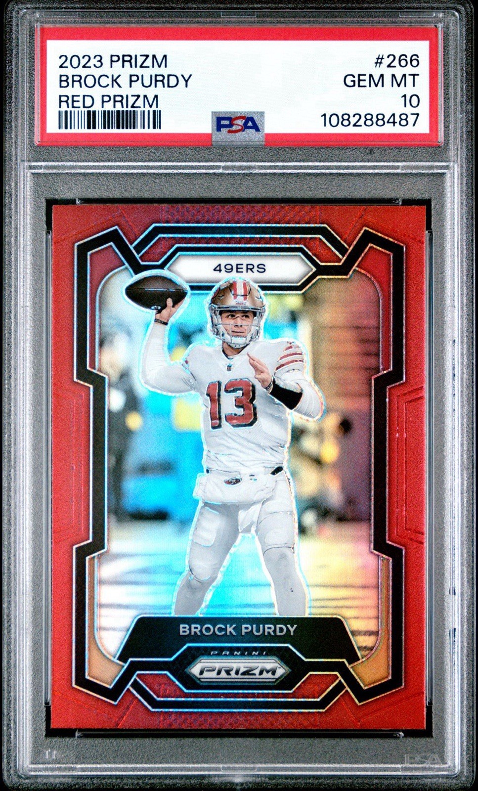 2023 Panini Prizm BROCK PURDY #266 Red Prizm Retail SSP Color Match PSA 10 49ers
