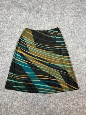 Clio A Line Skirt Womens Small Multicolor Abstract Diagonal Stripe Elastic Waist