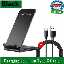 Wireless Fast Charger Charging Stand BLACK Dock For Samsung Galaxy iPhone Mobile
