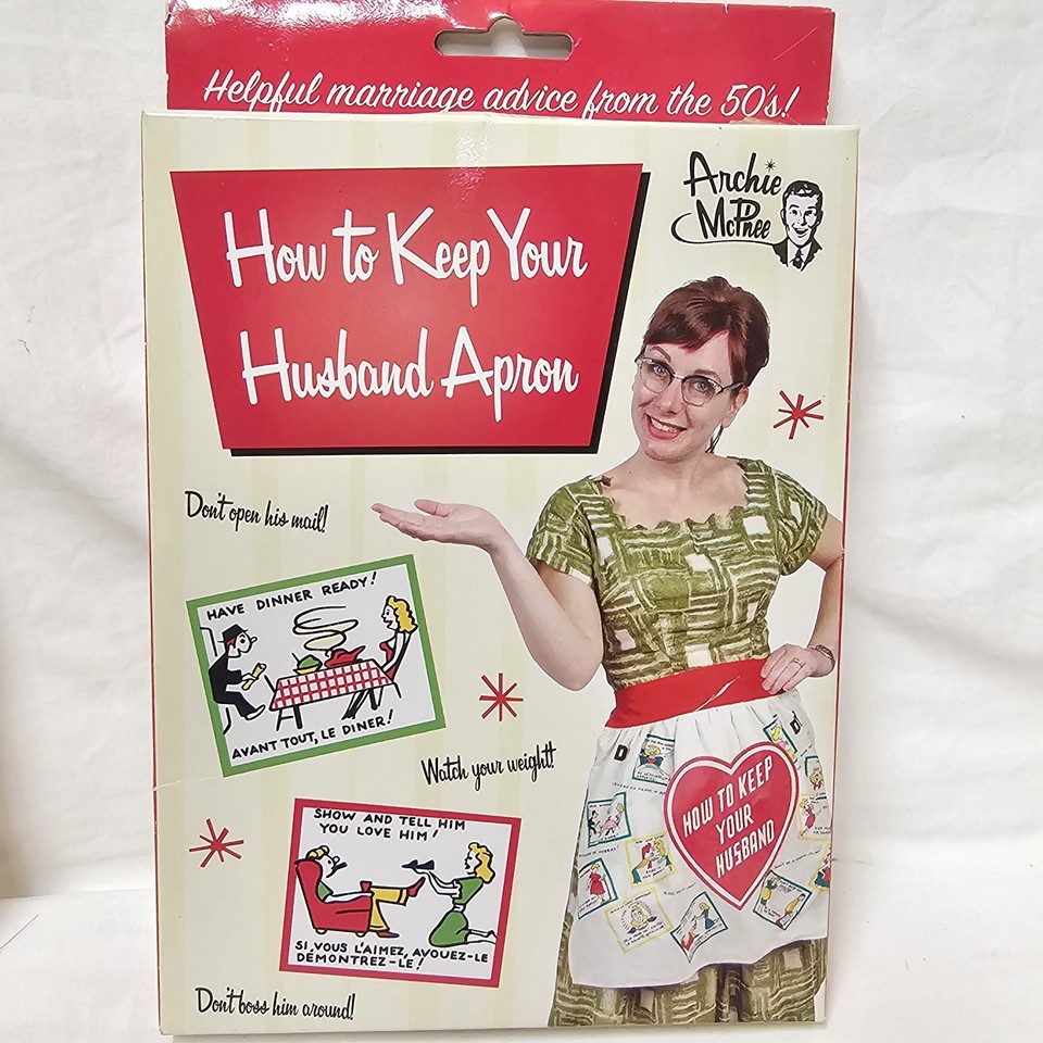 A pitch-perfect piece of 1950s domestic satire — campy, kitsch, and guaranteed to spark a conversation at any white elephant party.