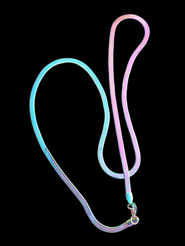 Unisex Rainbow Colored Stainless Steel Flat 19" Herringbone Necklace
