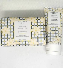 NEW Beekman VANILLA ABSOLUTE Goat Milk Hand Cream ( 2oz ) Bar Soap (9 Oz) 