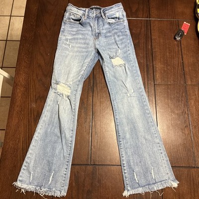 A- Risen Women's High Rise Boot Cut Jeans Size 3 distressed