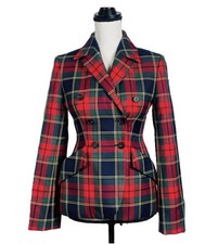 Christian Dior Wool Tartan, Double Breasted , Hunting Blazer, US 4 / FR 36