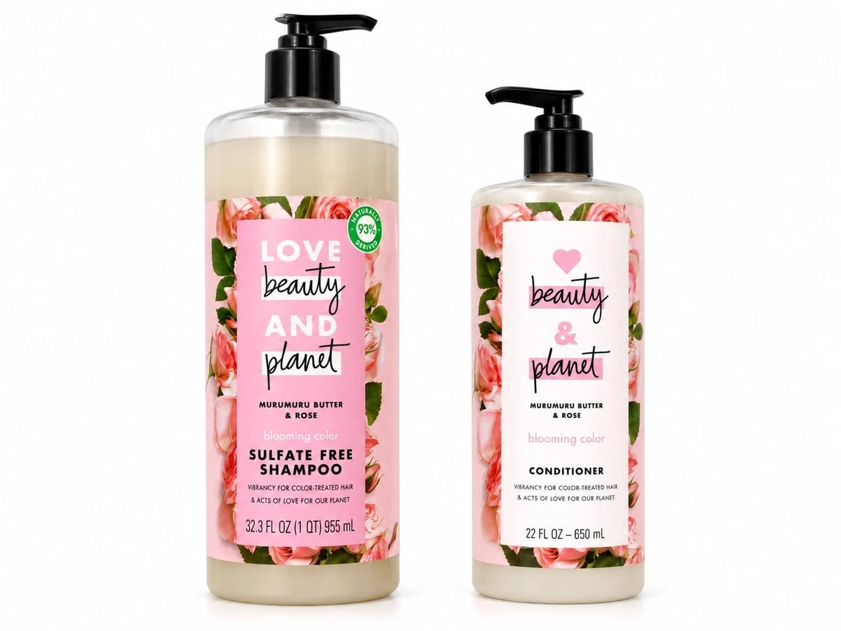 Love Beauty And Planet Shampoo 32.3oz & Conditioner 22oz Murumuru Butter Rose Se
