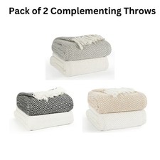 Cotton Throws for Sofas Pack of 2 Beds Armchair Settee Couch Blanket,Single