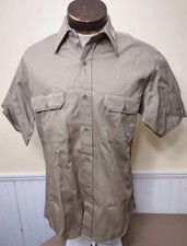 Vintage Sears Fieldmaster Shirt Mens Med-Tall Beige Short Sleeve Perma-Prest USA