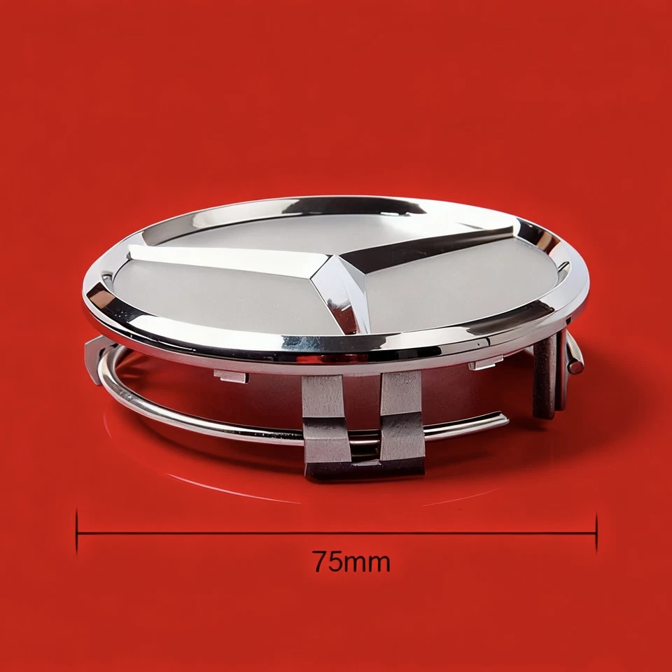 Set of 4 For Mercedes-Benz Most Models Silver Chrome Wheel Center Hub Caps 75mm Foto 2 de 3