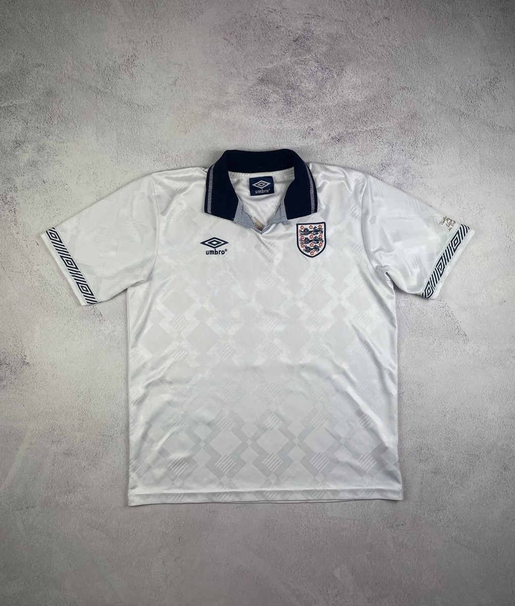 Rare! Umbro England 1990-92 Home Shirt #19 (Gascoigne) White Size