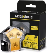 0/2/4 Gauge in 4/8 Out 2 Way Amp Copper Power Distribution Block 1PACK 