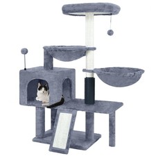 Cat Tree with Cat Condo and Hammock,Cat Tower with Self-Grooming Brush,Toy Ba...