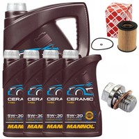 MotoröL Filter Set Mannol 5W-30 Ceramic 9 Liter + Schraube FüR Mercedes R-Klasse