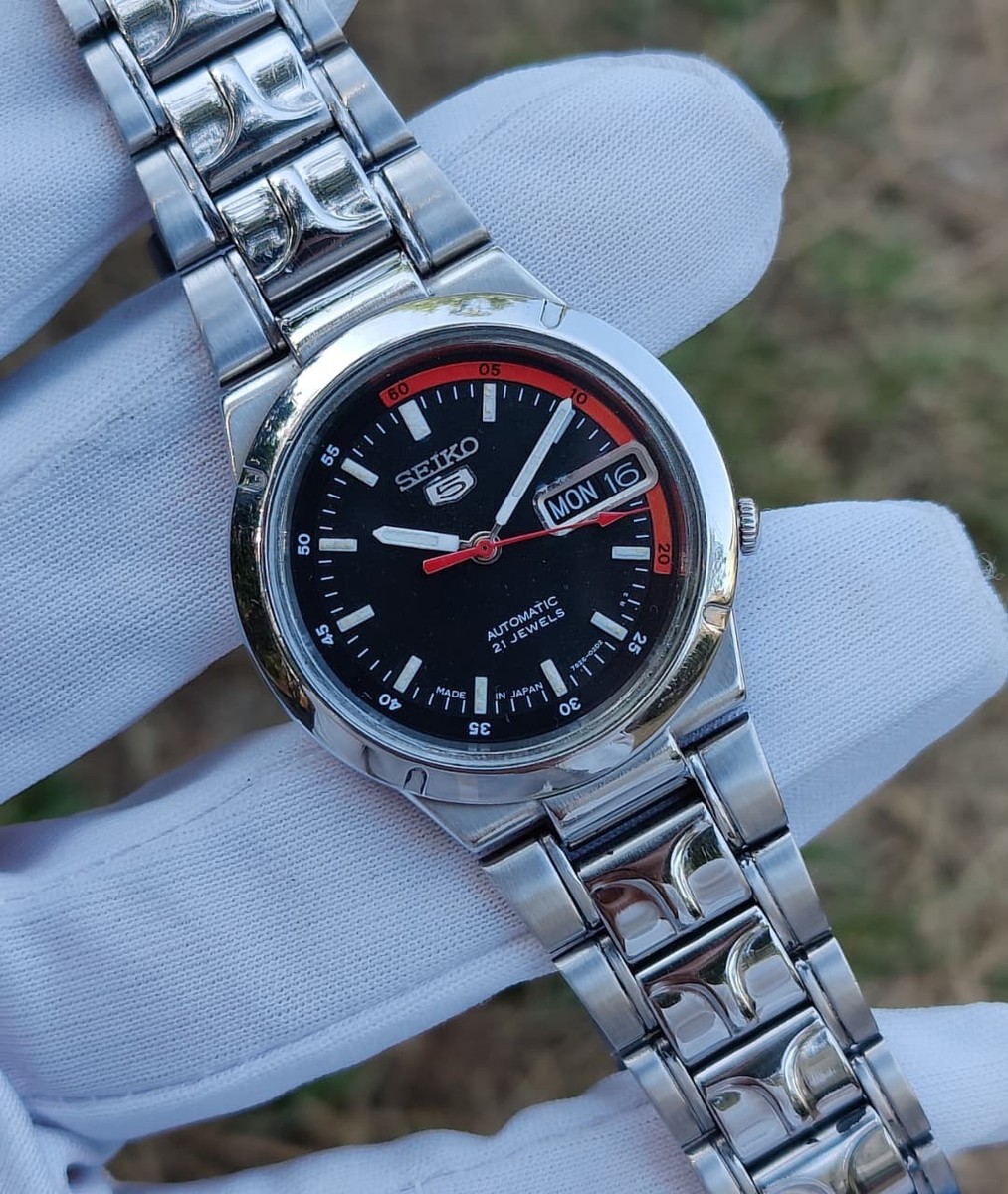 N-Mint Seiko 5 Automatic 7S26-02A0 ''Black Racer Dial'' Japan Made