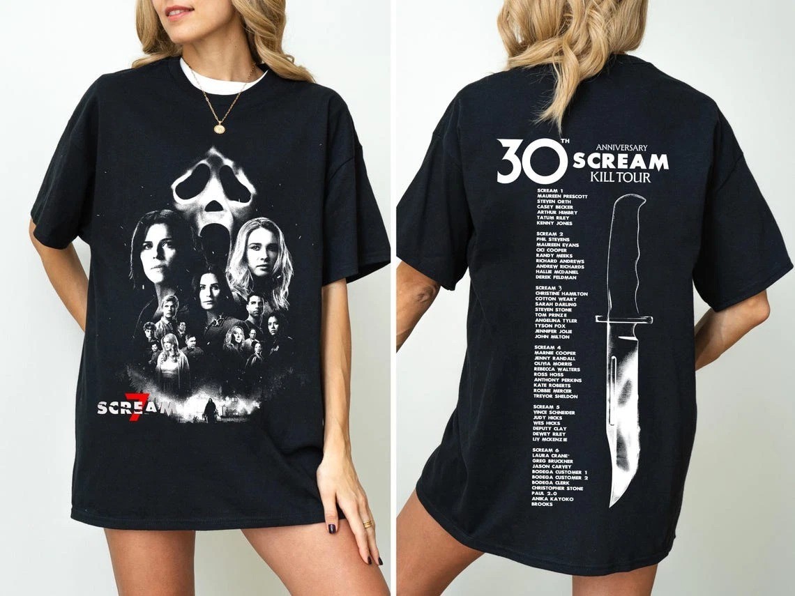 Scream 30th Anniversary Kill Tour T-Shirt, Scream 7 Back And front
