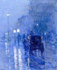 Childe Hassam Rainy Midnight Giclee Print on Canvas 8x10 Wall Art Home Decor
