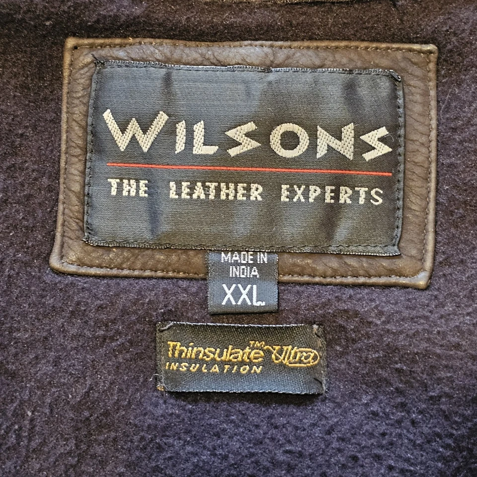 Chaqueta de Cuero Wilsons De Colección Para Hombre Grande Marrón Thinsulate Forrada Bombardero Invierno Foto 4 de 4