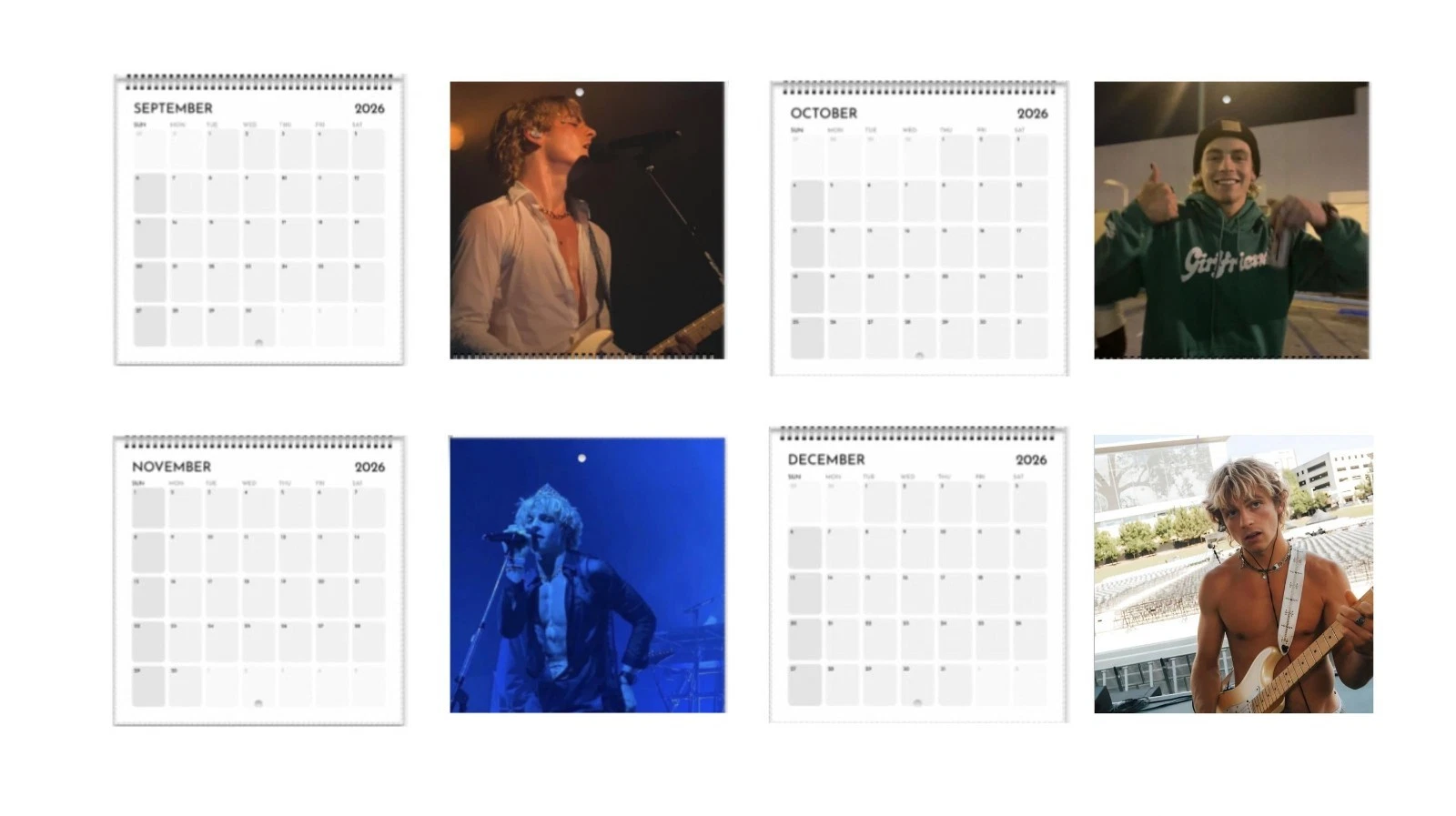 2026 Ross Lynch Calendar, The Driver Era & Hollywood Heartthrob Decor