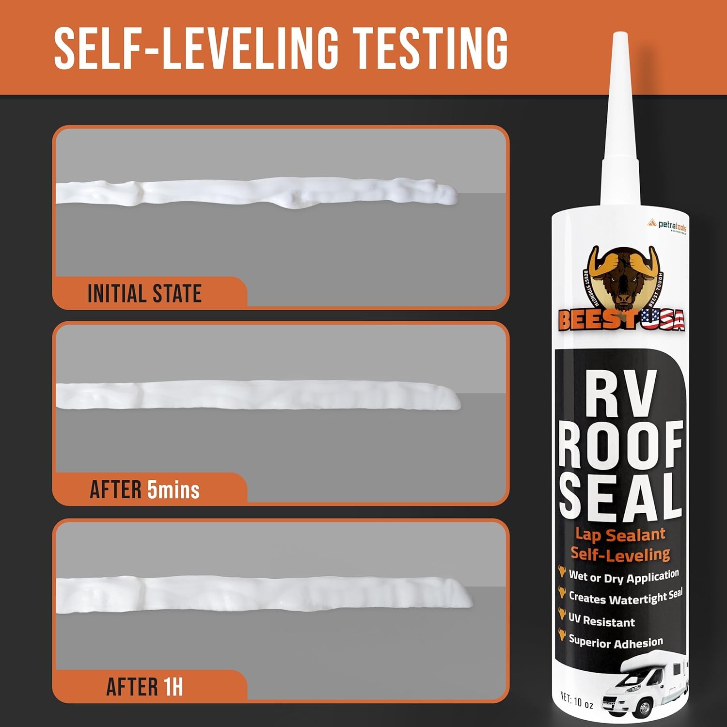 RV Roof Sealant 2 Pack Self-Leveling BEEST Waterproof Caulk Trailer Repair