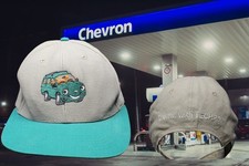 Vintage Chevron With Techron Hat Cap Strapback Green Tan Chevron Cars Hat
