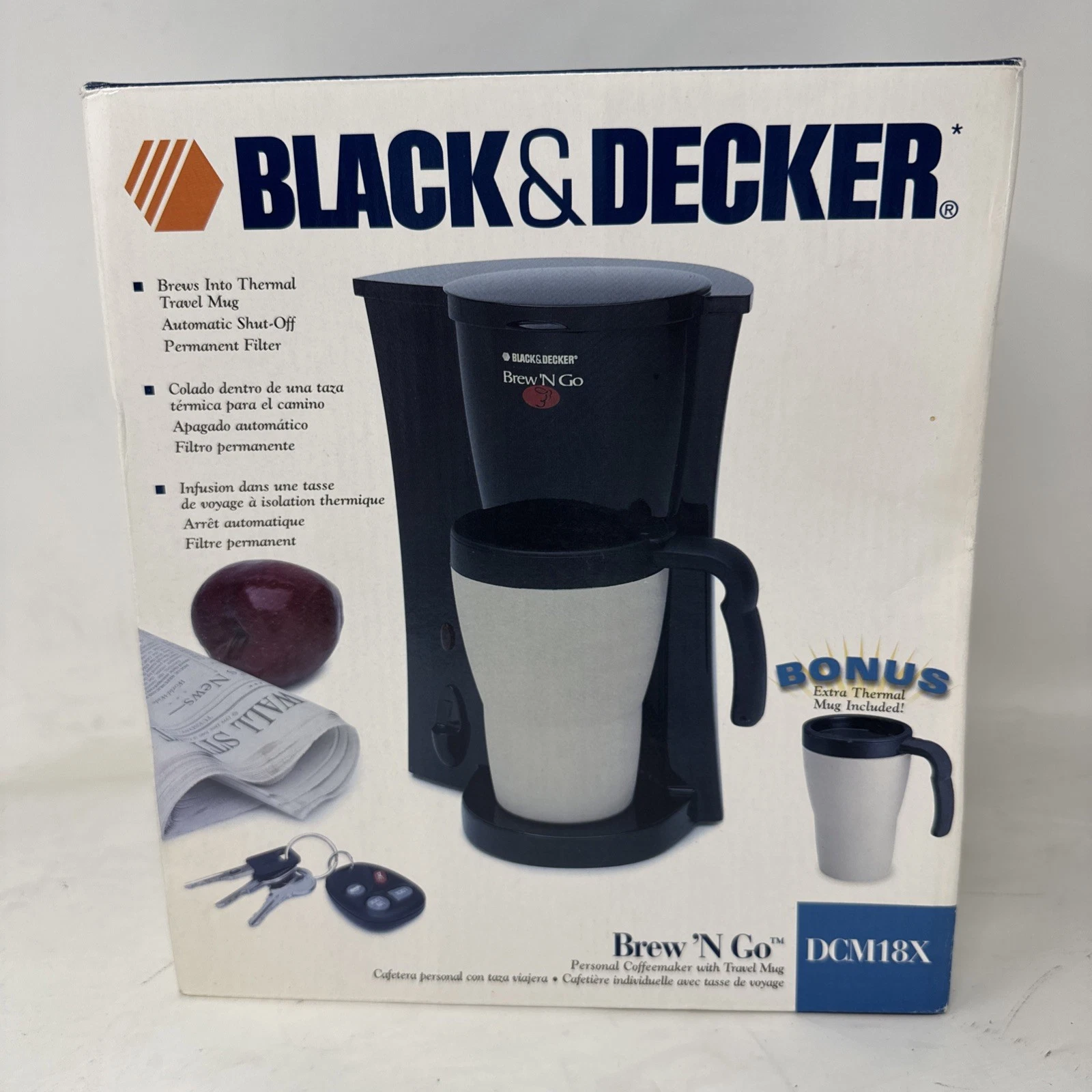 Black & Decker Brew N Go DCM18X Coffee Maker W/ Bonus Thermal Mug New