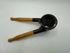 Vintage Metal Nutcracker Nut Cracker Wooden Handles