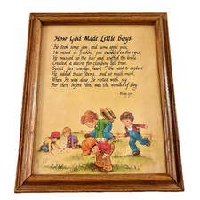 How God Made Little Boys Nursery Poem Picture Frame Brown Multicolor Boys