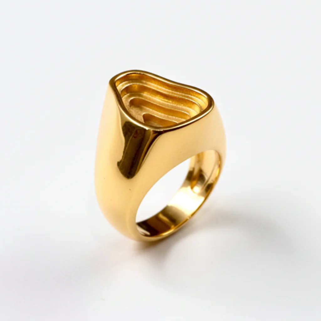 0.925 Sterling Silver Great Cannon Gold Plated Ring Sculptural Statement Bold