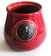 Antique Wardle Pottery Jar England Pool Trophy Metal Badge TC Shield Bear Maroon