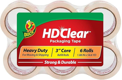 HD Clear Packing Tape Refills - 6 Rolls of Strong Heavy Duty Packing Tape for Sh