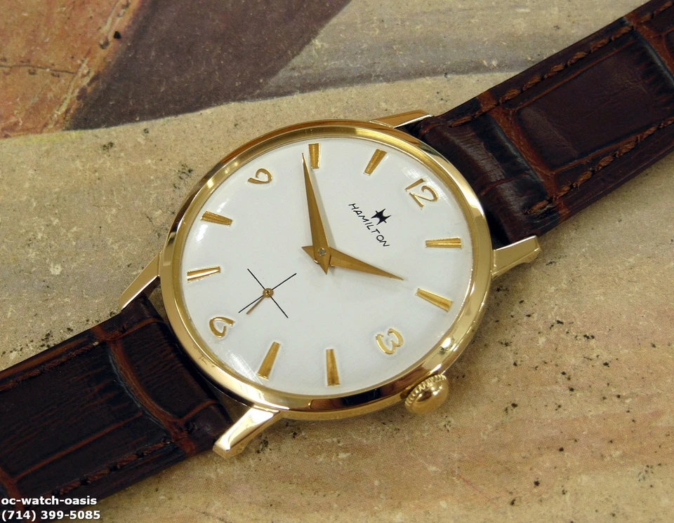 HAMILTON vintage años 60 cuerda manual, esfera impresionante, reparado con garantía Foto 3 de 4