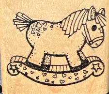 ROCKING HORSE Child’s Toy Vintage 1993 Hampton Art Wood Mounted Rubber Stamp