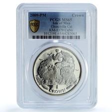 Isle of Man 1 crown Chichilla Cat-1379 Cat Crowns MS 65 PCGS CuNi coin 2009