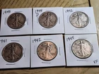 walking liberty half dollar lot Of 6  2.14 Troy Ozs Of Silver
