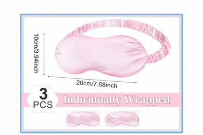 3 PACK Sleep Mask Silk Satin With  Elastic Stretchy Strap Smooth Soft, PINK