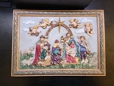 Vintage 3D Relief Wall Plaque Nativity Holy Family Italy Resin 16"