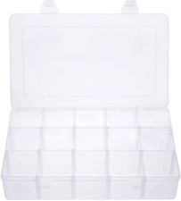 15 Large Grids Clear Plastic Box Organizer with Removable Dividers  Storage Con