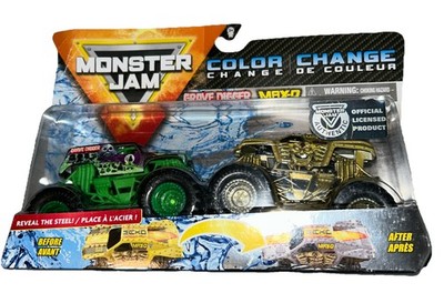 HOT WHEELS MONSTER JAM TRUCKS GRAVE DIGGER & MAX D COLOR CHANGE