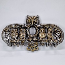 Vintage Soviet Clothes Key Hanger Owl Family USSR 1970s Wall Panno Towel Hook